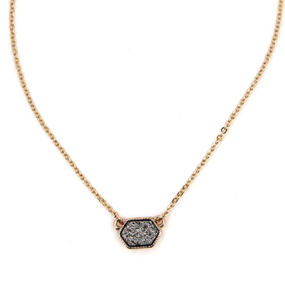 Druzy Raw Stone Hex Necklace